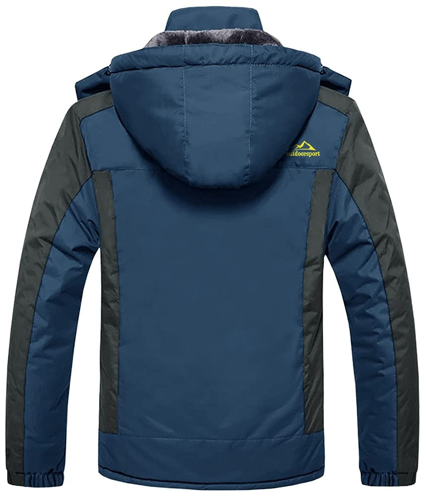 Jaqueta Masculina Impermeável TACVASEN de Inverno Pesada Forrada com Lã, Jaquetas de Esqui e Snowboard, Casacos Corta-Vento com Capuz Removível