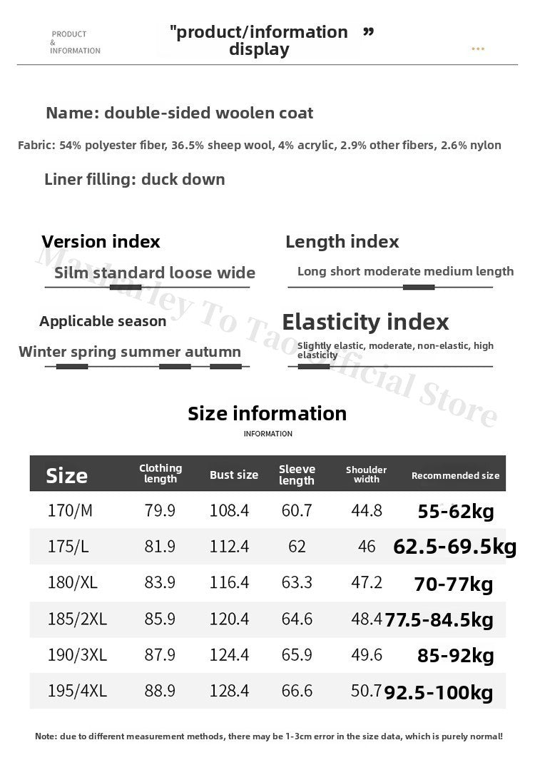 Maxbarley Winter Down Coat Lightw Luxurious Detachable Lining Working Cold Proof Overcoat Mens Mid Length Warm Woolen Trench