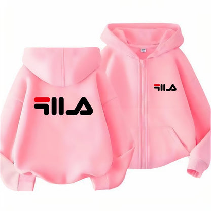 Children's Trendy Hoodie Zipper Style Coat Sweatshirt Boys Girls 3-12Yrs Gift Long Sleeve Top Casual Charming black Clothes