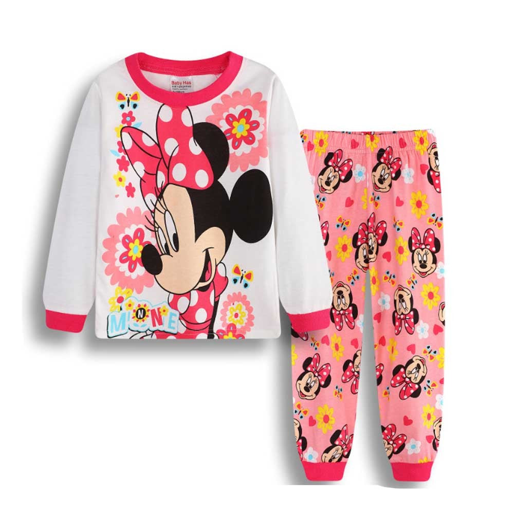 Autumn Winter 100 Cotton Full Sleeve Baby Minnie Mouse Pajamas Sets Children's Sleepwear Kids Pyjamas Pixar McQueen Kids Clothes