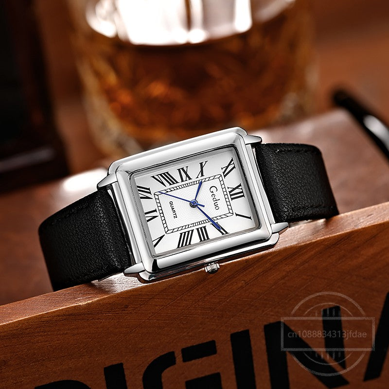 New Fashion Designer Rectangle Dial Quartz Watch for Men Casual Leather Strap Luxury Business Wristwatch Relogio Masculino