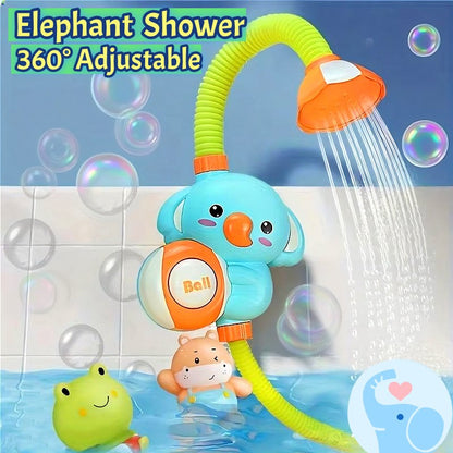 1Set Cartoon Cute Little Elephant Electric Shower, 360°Jet Water Wash Head, Baby Bath Sprayer, Bathroom Fun Water Play Toy