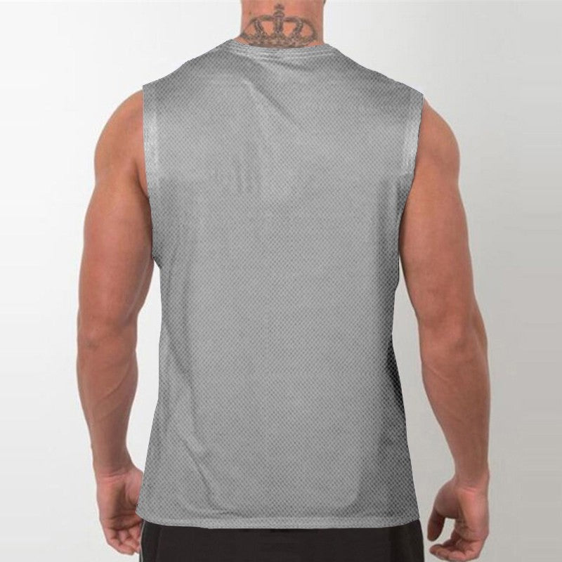 Mens Running Sleeveless Sport Tank Tops Gym Bodybuilding Fitness Workout Muscle Vests Mesh Cool Breathable Quick Dry T-Shirts
