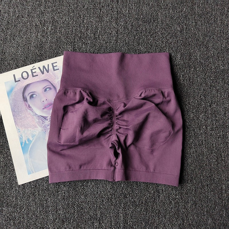 Yoga Shorts Peach Hot Girls Three-Cross Pants High Waist Knitted Pressure Running Sport Elastic Belly Lifting Butt Tight Pants