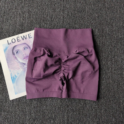 Yoga Shorts Peach Hot Girls Three-Cross Pants High Waist Knitted Pressure Running Sport Elastic Belly Lifting Butt Tight Pants