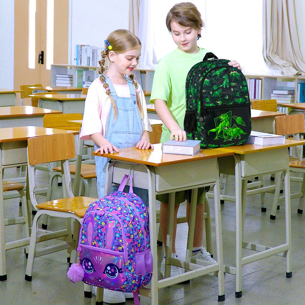 Mochila de Dinossauro 3 Peças para meninos, Conjunto de Mochilas Infantis de 42 cm para Ensino Fundamental, Pré-escola e Jardim de Infância, Mochila Escolar com Lancheira