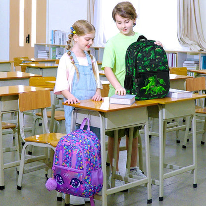 Mochila de Dinossauro 3 Peças para meninos, Conjunto de Mochilas Infantis de 42 cm para Ensino Fundamental, Pré-escola e Jardim de Infância, Mochila Escolar com Lancheira
