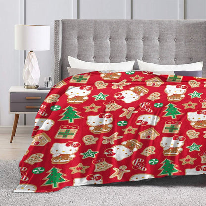 Christmas Hello Kitty Blankets Quality Warm Throw Blanket Winter Travel Office Couch Bed Graphic Bedspread