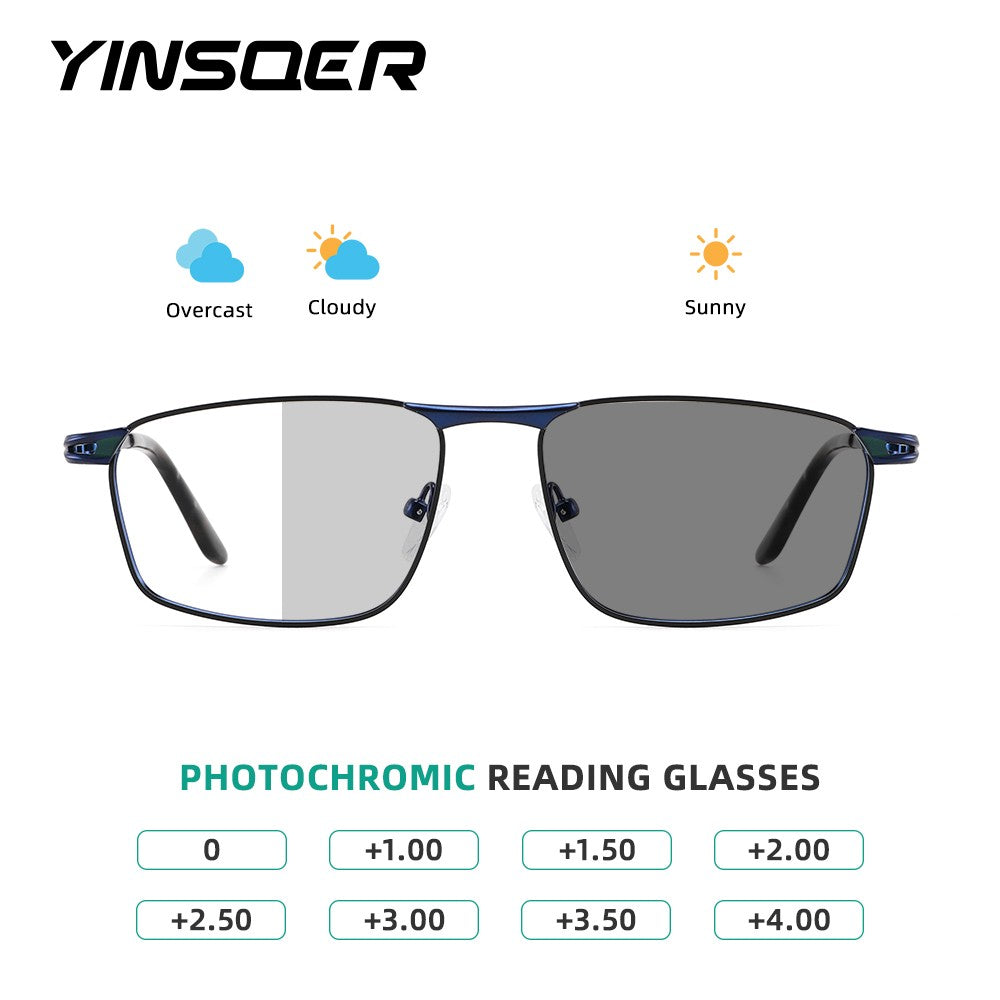 Photochromic Lenses Men's Sunglasses Reading Glasses Man Square Prescription Prescription Glasses Trendy Luxury Mens Lenses +2 3