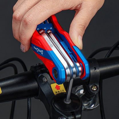 Conjunto de Chaves Allen Dobráveis 8 em 1 CR-V Métricas com Ponta Esférica, Ferramenta de Chave Torx Portátil, Kit de Chave Estrela Portátil