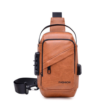 Men's Anti-Theft Crossbody Bag USB Charging Port Travel Chest Bag Waterproof Shoulder Messenger Bag for Outdoor Sports