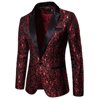 Men's Floral Party Dress Suit Stylish Dinner Jacket Bartender Wedding Blazer Holiday Gifts Prom Tuxedo Men's Coat Jacket