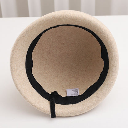 Women French Wool Beret Autumn Winter Fashion Retro Bow Knot Lady Cloche Hat Casual Travel Gift