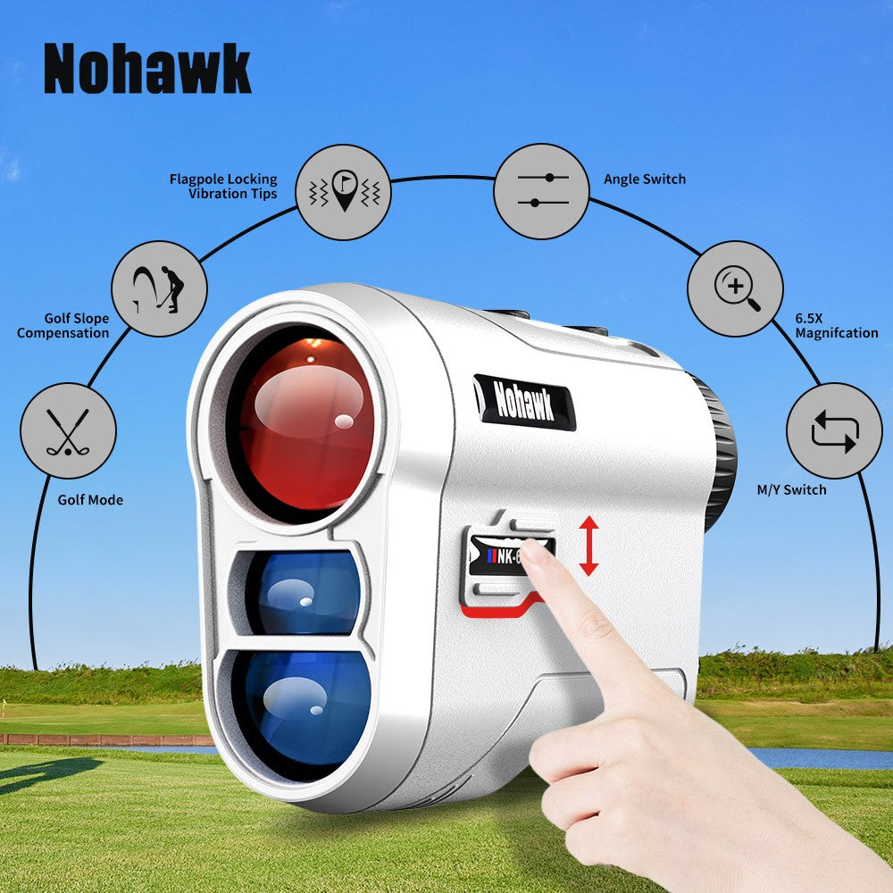 Telêmetro a laser multifuncional Nohawk para golfe com telemetria de inclinação e trava de bandeira para caça, construção, monocular