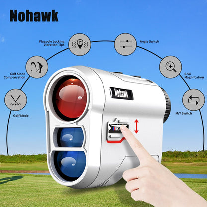 Telêmetro a laser multifuncional Nohawk para golfe com telemetria de inclinação e trava de bandeira para caça, construção, monocular