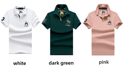 Summer Polo Shirt Men Cotton Casual Embroidery Polo T Shirt Solid Short Sleeve Lapel Button Shirt Business Fashion Designer Male
