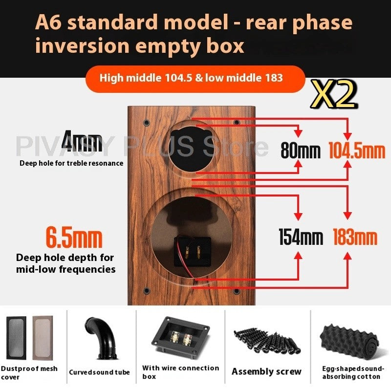 6.5 Inch Speaker Cabinet 18mm MDF Empty Sound Box DIY Enclosure Front Rear Port Speaker Accessories For Home Theater DJ Studio