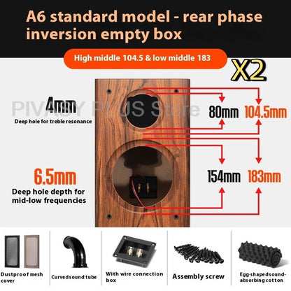 6.5 Inch Speaker Cabinet 18mm MDF Empty Sound Box DIY Enclosure Front Rear Port Speaker Accessories For Home Theater DJ Studio