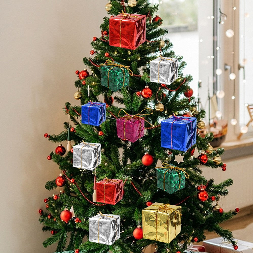 12/240x Christmas Foam Gifts Boxes Xmas Tree Hanging Pendants Colorful Candy Boxes Home Festival Party DIY Decoration Supplies