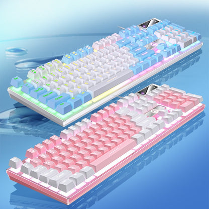 Teclado YINDIAO Gamer com Fio para Laptop Desktops PC Acessórios de Escritório Teclados Gamer de Perfil Baixo com Teclado Numérico