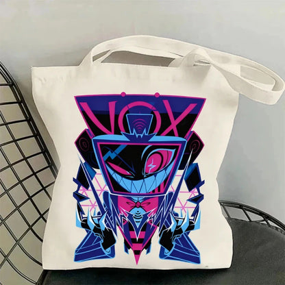 Popular Hazbin Hotel Vox Canvas Bag Shopping Tote Bag Shopper Bag for Fans Gift Latest Model Fashion Bag Derpy Merch Canvas Bag