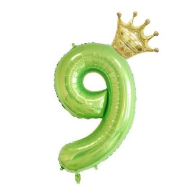 2Pcs 40Inch Fruit Green 0-10 Number Foil Balloon with Mini Gold Crown for Birthday Christmas Valentine Party Decor