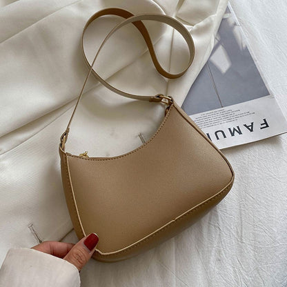 New Women's Fashion Handbags Retro Solid Color PU Leather Shoulder Underarm Bag Casual Women Hobos Handbags