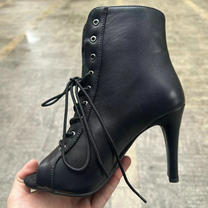 Novas Sandálias Femininas de Salto Alto Sexy Vazadas em Tela Tendência da Moda Verão Conforto Peep Toe Botas Stilettos Jazz Dance Tamanhos Grandes