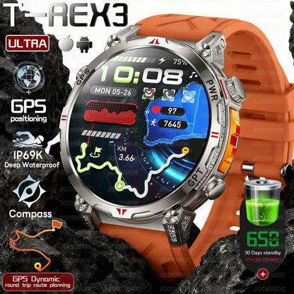 2026 Novo Smartwatch Esportivo Masculino para Áreas Externas com Voz Inteligente GPT GPS Integrado Bússola Barômetro Chamada Bluetooth Natação Impermeável