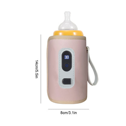 USB Baby Bottle Heater 5 Gear Adjustable Temperature Display Baby Bottle Heating Warmer 38°C-55°C for Outdoor Car Travel