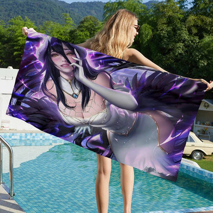 Gamer Albedo Anime Sexy Girls Anime Beach Swimming Towel Soft Absorbent Washcloth Children's Gifts For Kids Travel Camping Gym