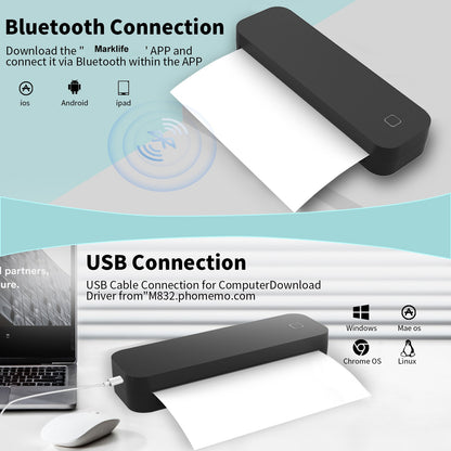 Impressora Térmica Portátil A4 Sem Tinta Bluetooth Máquina de Impressão de Documentos PDF Excel Word Rolo de Papel Para Trabalho de Escritório Casa Escola