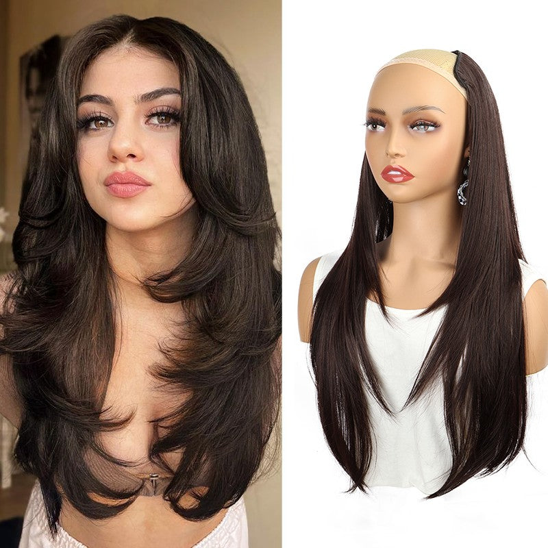 Aplique de Cabelo Sintético de 22 Polegadas, Uma Peça | Pontas Viradas para Dentro | Clips BB Fácil de Usar, Sem Danos | Volume e Comprimento Instantâneos