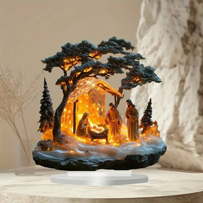 Jesus Birth Decor Glossy Acrylic Xmas Centerpiece Nativity Table Accessory Lightweight 2d Flat Christian Decoration For Party