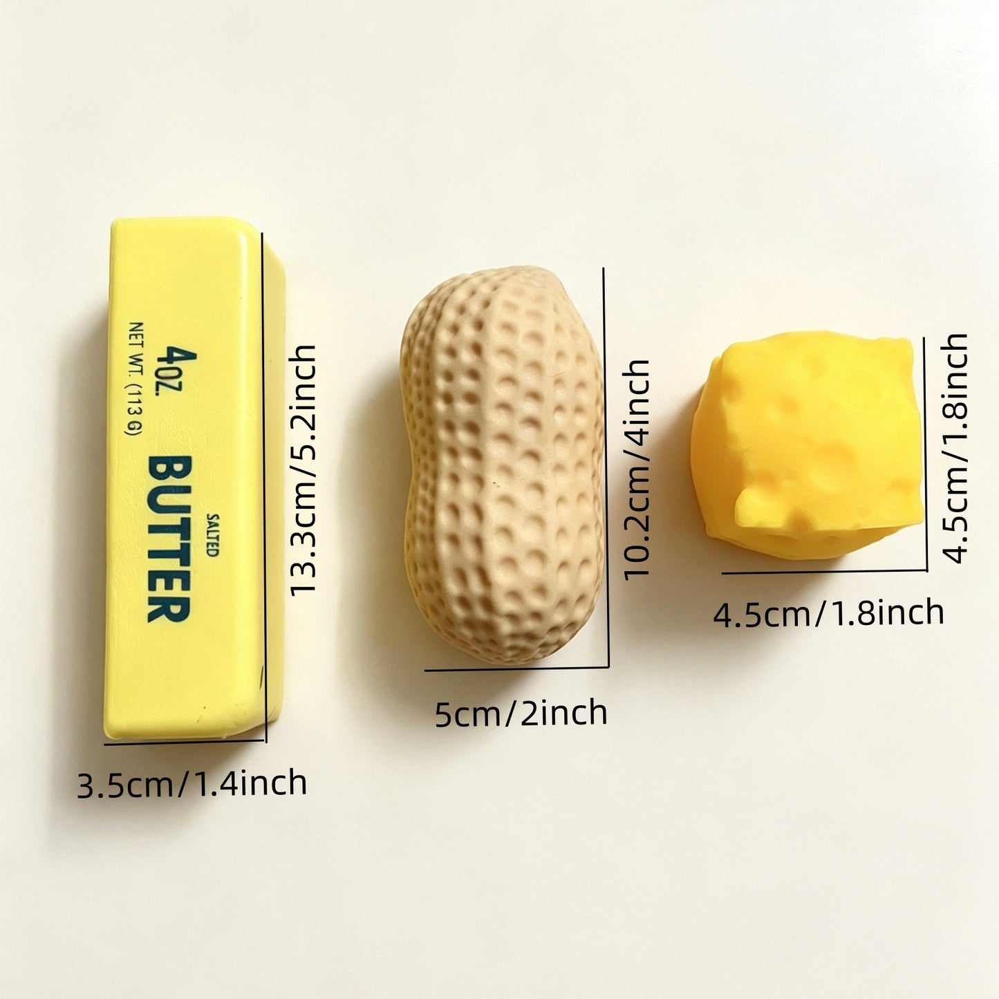 Cute Simulated Butter Cheese Peanut Squishy Toys, Squeeze Stress Relief Dough Balls, Ideal Party Birthday Christmas Gif