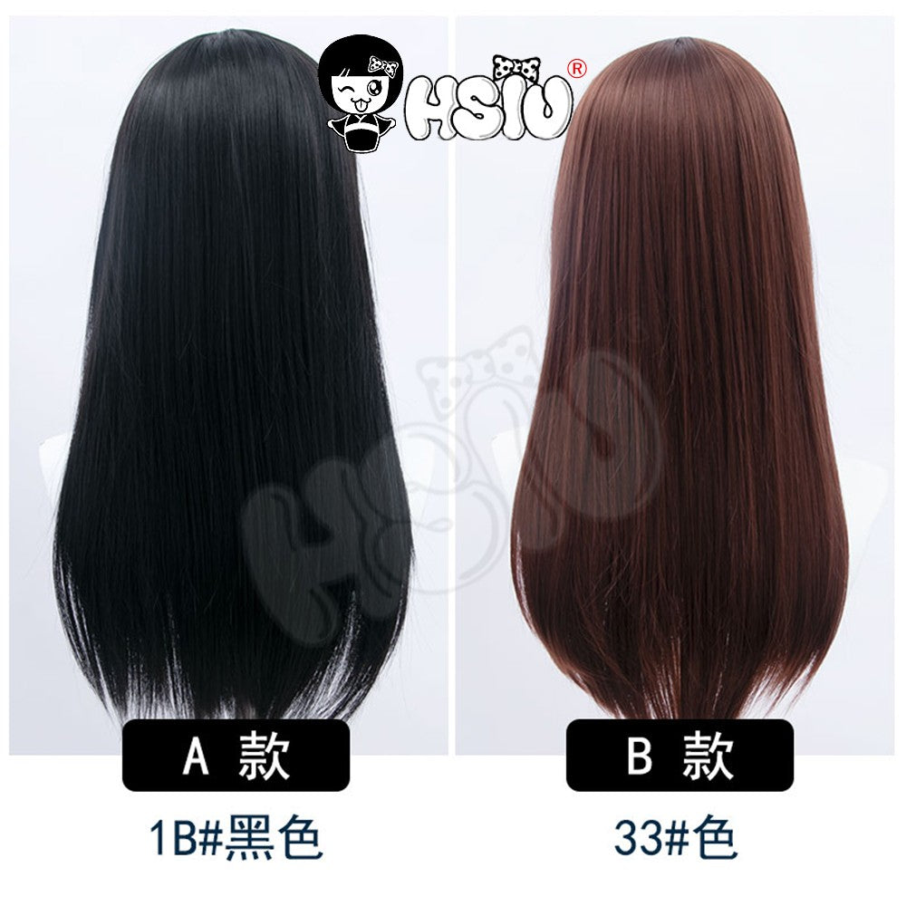 ?HSIU Brand?26 Colors 60cm Long Straight Hair Pink Gray  White purple Black pink Fiber synthetic wig + Free brand wig net