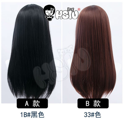 ?HSIU Brand?26 Colors 60cm Long Straight Hair Pink Gray  White purple Black pink Fiber synthetic wig + Free brand wig net