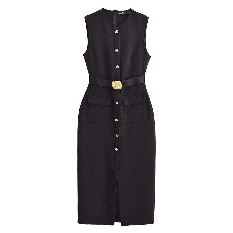 MUJER 2025 Womens Dresses Black Office Long Dresses for Women Spring Sleeveless