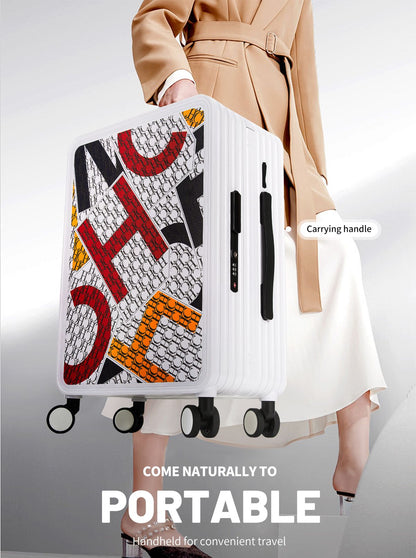Classic Fashion Unisex New Roller Luggage Letter Design Large Capacity Business Travel Luggage