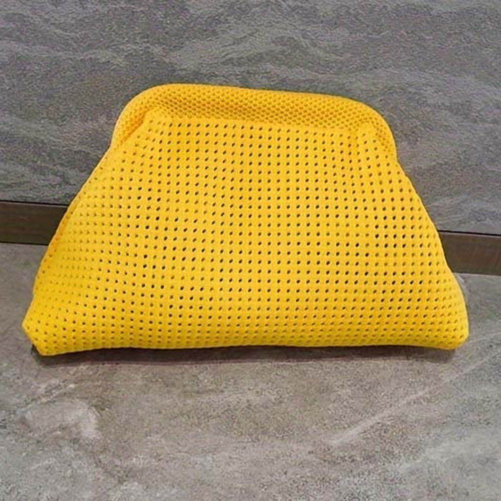 Summer Beach Clutch Bag Solid Color Small Crochet Handbag Knitting Dumpling Clutch for Women Casual Hollow Out Pouch