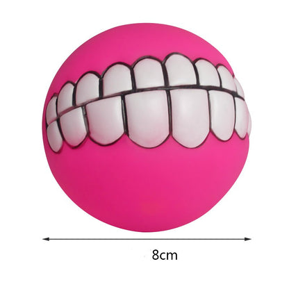 Bola para cães com dentes, brinquedo engraçado para truques, brinquedo de silicone para cães, brinquedo de mastigar com guincho, brinquedos sonoros para cães, brinquedos para cachorros, brinquedo interativo para gatos