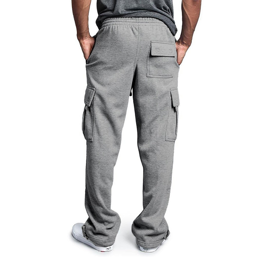 Calça Moletom Masculina Reta, Jogger para Esportes e Moda Urbana, Larga, Grande, com Cordão, Calça Longa Masculina com Múltiplos Bolsos