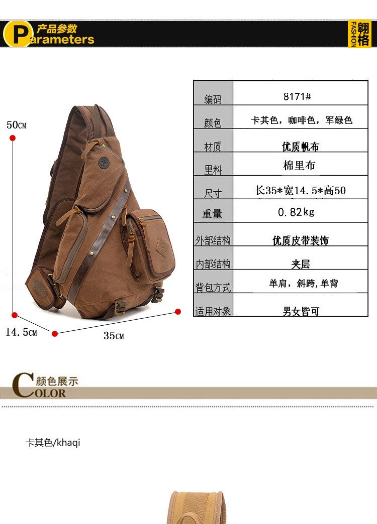 AUGUR Hot Sale Men Chest Back Pack Bag vintage Satchel Single Shoulder Bag Canvas Man Rucksack Knapack Bolsas Male