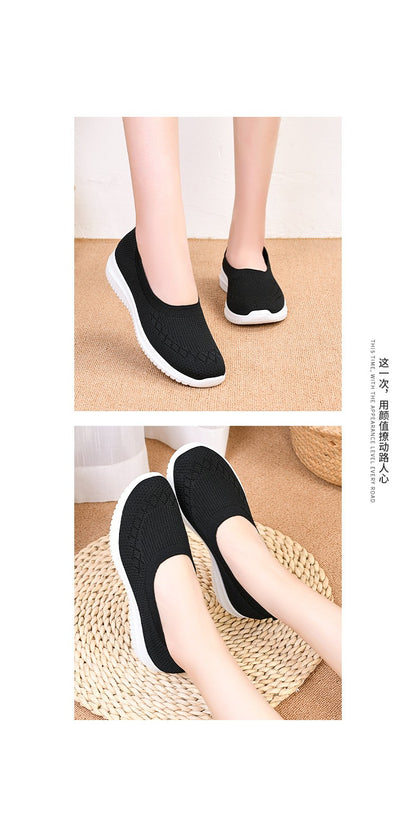 New Women's Shoes Soft Sole Cloth Shoes Large Women's Shoes Casual Mesh Shoes Sports Casual Women's Vulcanized Shoes Low Heels