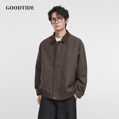 American Retro Men's Fashion Jacket 2025 Spring and Autumn New Loose Solid Color Lapel Workwear Top Men's Jacket