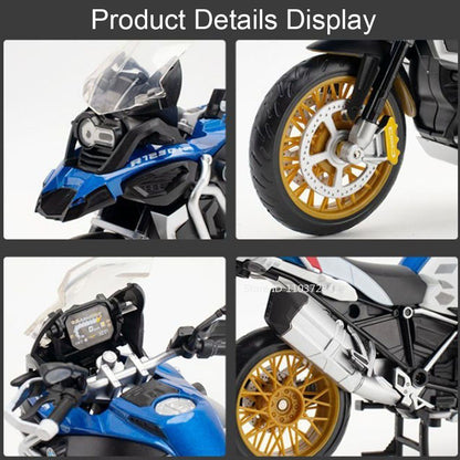 1:12 Suzuki GSX1000R R1250GS Liga Diecast Brinquedos Modelos de Motocicletas Carro com Luz Absorção de Choque Miniatura Moto Meninos Presentes