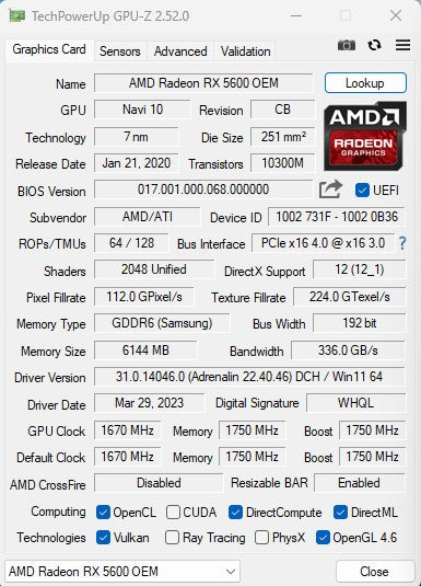 MLLSE Nova Placa Gráfica AMD Radeon RX5600 6GB GDDR6 6+8Pinos GPU para Jogos RX5600 6GB Placa Gráfica para Computador de Mesa
