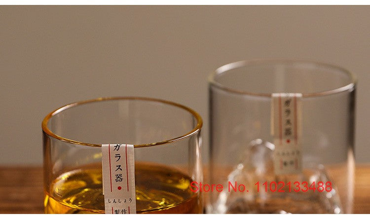 Copo de Uísque Japonês de Gelo para Uísque Puro Copos de Uísque de Montanha 3D Caixa de Presente de Madeira Taça de Conhaque Copo de Vodca Copo de Vinho