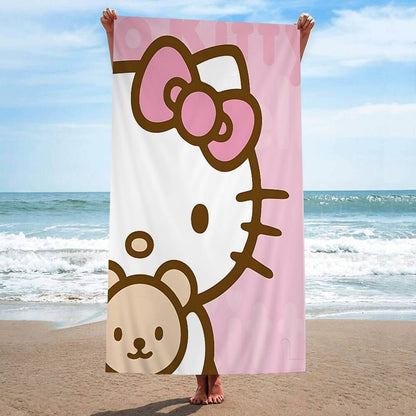 Kawaii H-Hello Kitty Microfiber Beach Towel Absorbent Quick Dry Soft Yoga Swimming Resort Mountain Climbing Towel