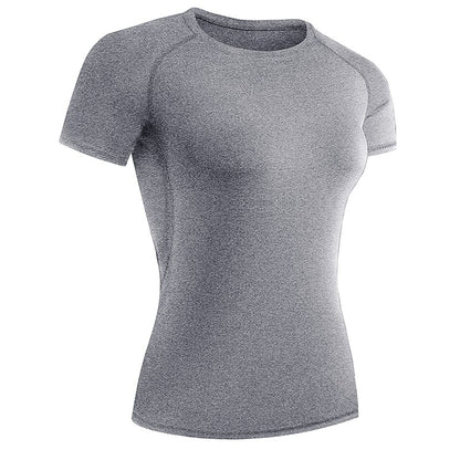 Women's Compression Shirt Short Sleeve Athletic Yoga Running T-Shirt Summer Gym Workout Quick Dry Stretchy Tees Tops Baselayer